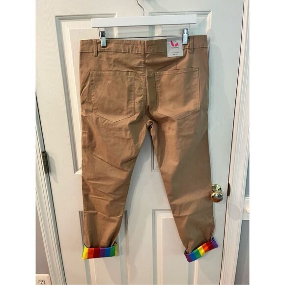 Pride Bunny Tan Rainbow Roll Cuff Chino Pants sz 34 NWT - Picture 10 of 12
